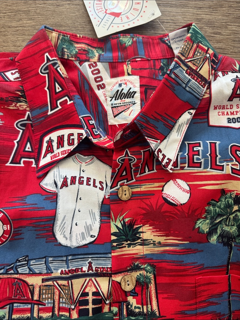Reyn Spooner Aloha Red Anaheim Angels Printed Camp Shirt